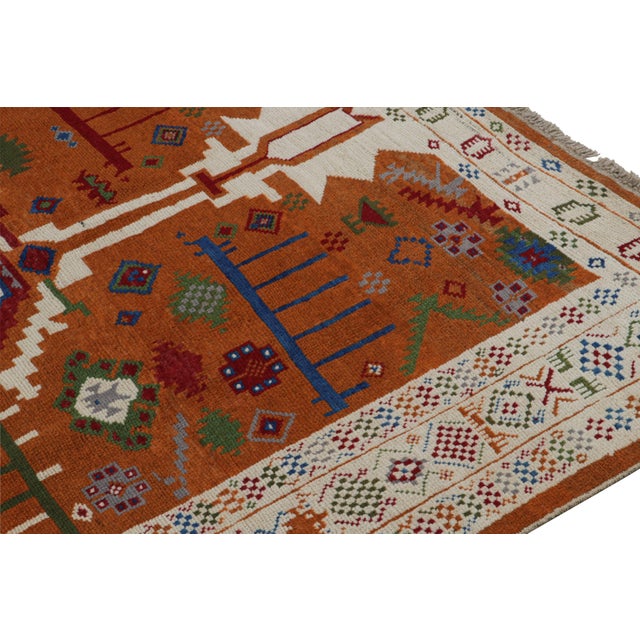 2010s 2010s Rug & Kilim’s Oushak Style Rug in Orange and White With Geometric Patterns For Sale - Image 5 of 7