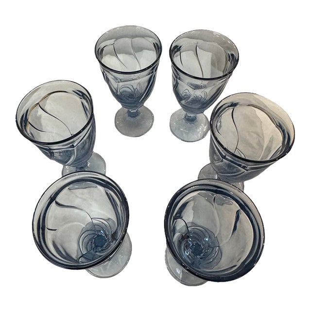 Vintage Noritake Sweet Swirl, Light Blue Sweet Tea Glasses - Set of 6 For Sale