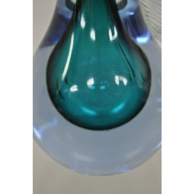 Italian Murano Blue 7" Blown Art Glass Pear Fruit Gold Flecks Leaf Paperweight For Sale - Image 9 of 11