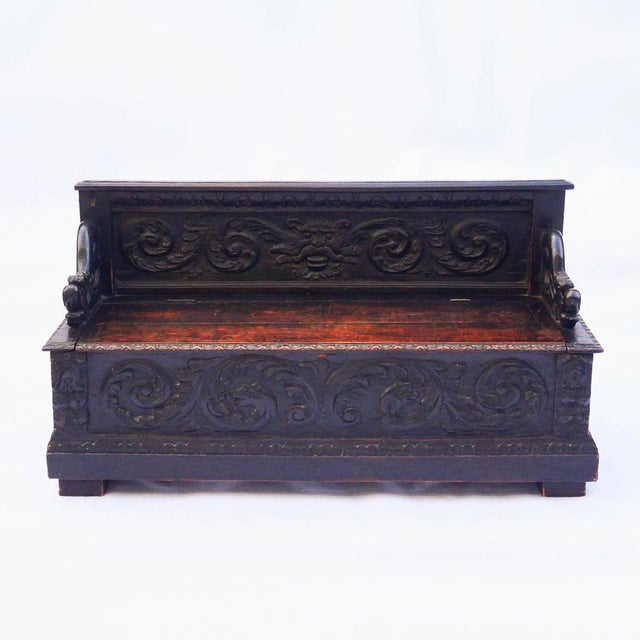 Antique 19th Century Neo-Renaissance French Carved Oak Bench For Sale - Image 11 of 11