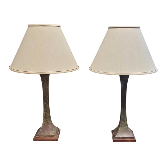 Avocado 1980s Bronze Moden Table Lamps - a Pair For Sale - Image 8 of 8