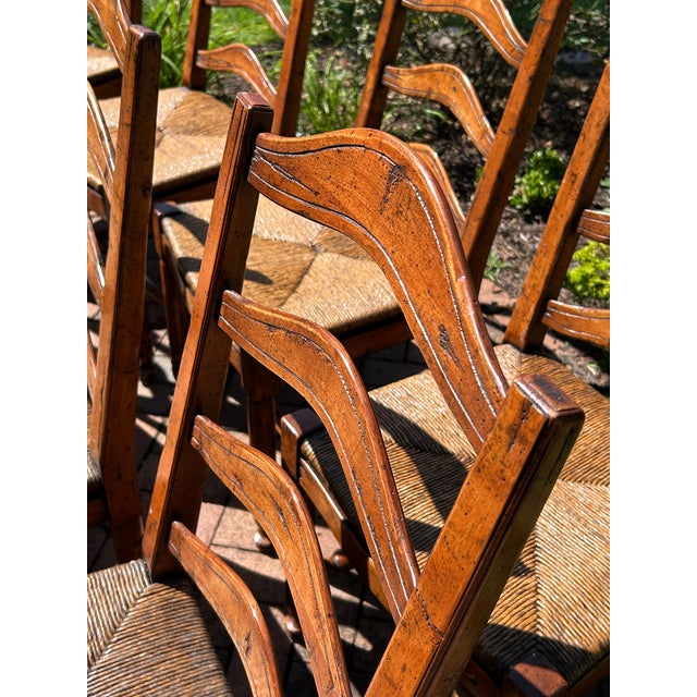 Ladderback Rush Seat Dining Chairs -Set of 10 For Sale - Image 14 of 17