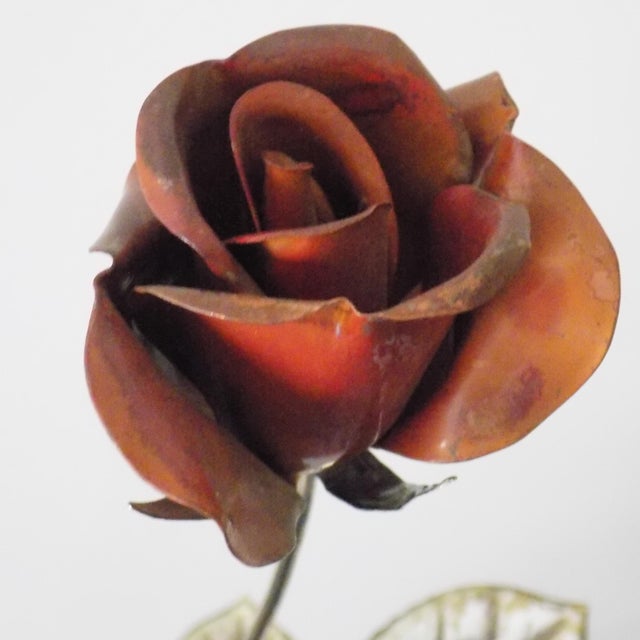 Silver Vintage Italian Handmade Sterling Silver 925 Long Stem Enameled Red Rose, Padua, Italy, 1970s For Sale - Image 8 of 18