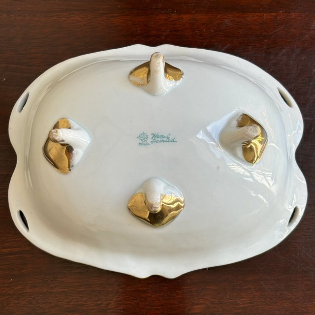 Antique Nippon Porcelain Gooseberry Footed Bowl For Sale - Image 16 of 18