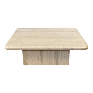 1980s Vintage Postmodern Travertine Rectangle Coffee Table For Sale