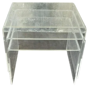 Vintage Acrylic Glass Side Tables, 1970s, Set of 3