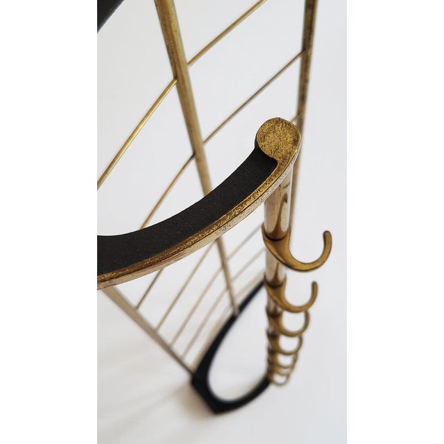 Mid-Century Modern Wall-Mounted Brass Coat Rack, Austria, 1950s For Sale - Image 9 of 13