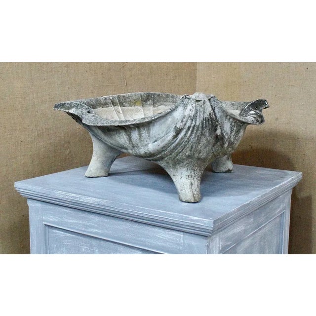 Large Mid-Century Composite Stone Clam Shell Planter, 1950s For Sale - Image 3 of 14