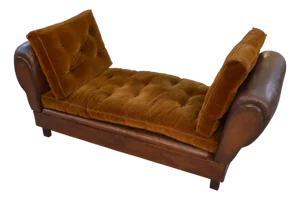 Leather Convertible Club Bench with Velvet Seats, 1920s