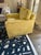2000 - 2009 Kravet Upholstered Swivel Lounge Chair – Mustard Stripe Designer Fabric – Classic Box‑Arm Silhouette For Sale - Image 5 of 7