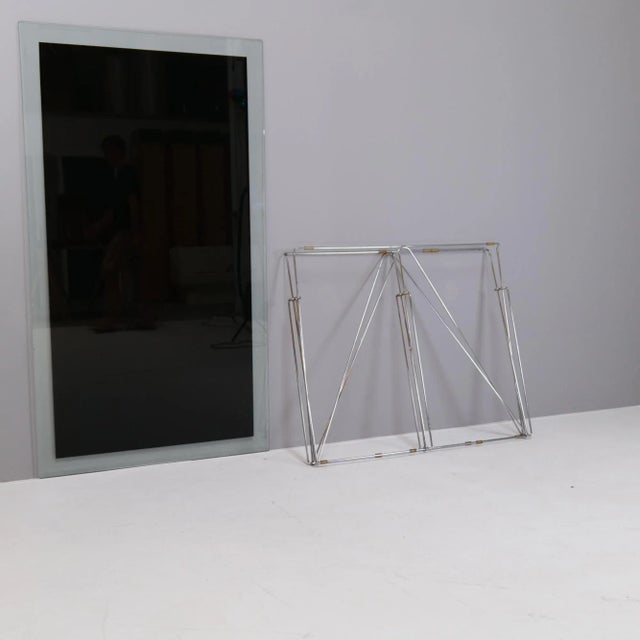 Metal Dining Table in Chrome-Plated Steel and Glass from Max Sauze Studio For Sale - Image 7 of 8