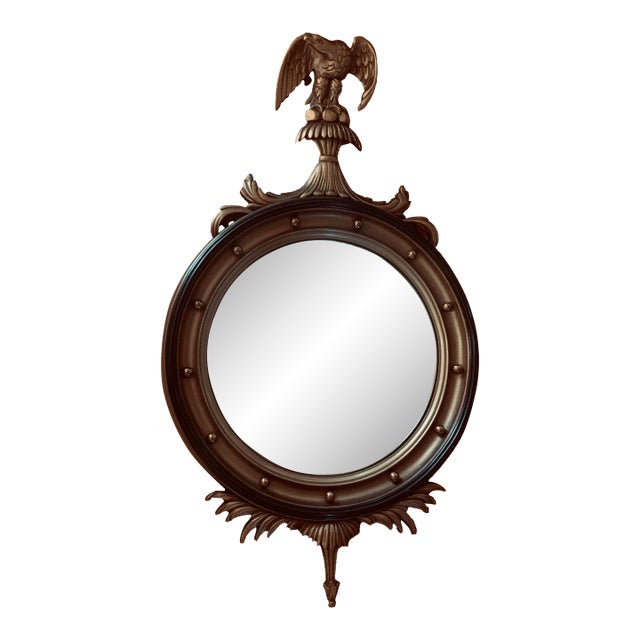 Regency Federal Convex Gilt Mirror Eagle Ball & Chain For Sale