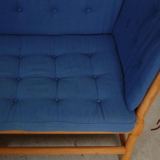 Spoke-Back Sofa in Blue Fabric from Børge Mogensen, 1985 For Sale - Image 10 of 18