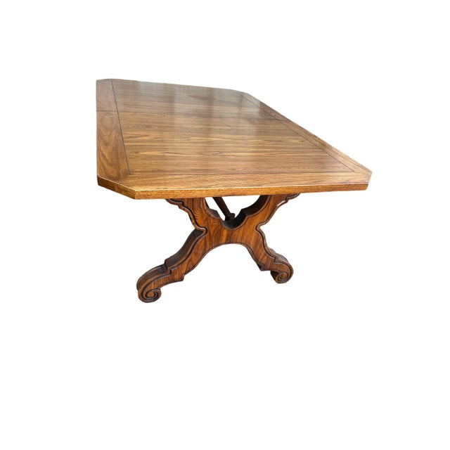 Henry Link 'Majorca' Spanish Style Lyre Leg Oak 102" Extension Refectory Table - Vintage Mid 20th Century For Sale - Image 9 of 10