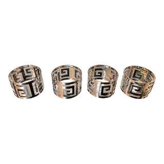 1970s Collection of Silver Greek Key Napkin Rings- Set of 4 For Sale