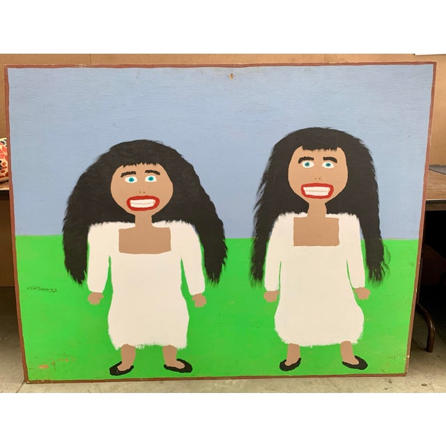 1990s Large Jake j.t. McCord 1990s Outsider Folk Art Painting on Board For Sale - Image 5 of 9