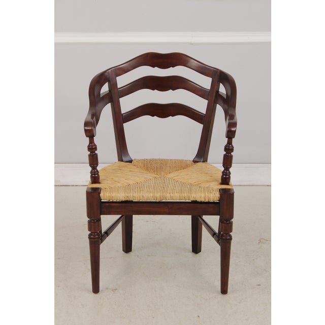Traditional Pair of Rush Seat Barrel Back Chairs For Sale - Image 3 of 16