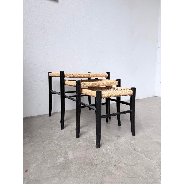 Black Italian Stools by Spinetto Chiavari, 1960s, Set of 3 For Sale - Image 8 of 18