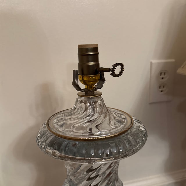 Glass Baccarat Style Swirl Crystal Urn Lamps - A Pair For Sale - Image 7 of 10