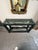 Vintage Neoclassical Verdigris Wood, Brass and Glass Tiered Console Table For Sale - Image 10 of 11