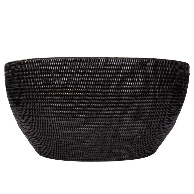 Artifacts Rattan Laundry Basket with Cutout Handles in Tudor Black For Sale In Houston - Image 6 of 11