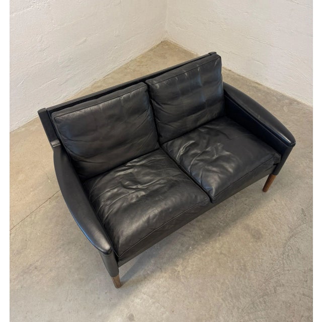 1950s 1950s Centrum Møbler Leather & Rosewood Loveseat / Settee “Model 55” Designed by Kurt Østervig For Sale - Image 5 of 8
