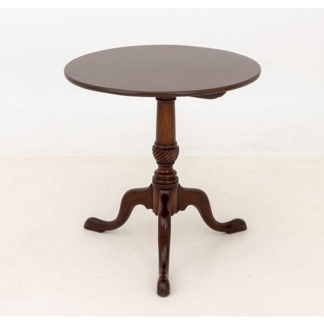 George III Mahogany Tripod Tilt-Top Table. Top down: 28.25" H x 27.25" Diameter. Provenance: From a 390 West End Avenue...