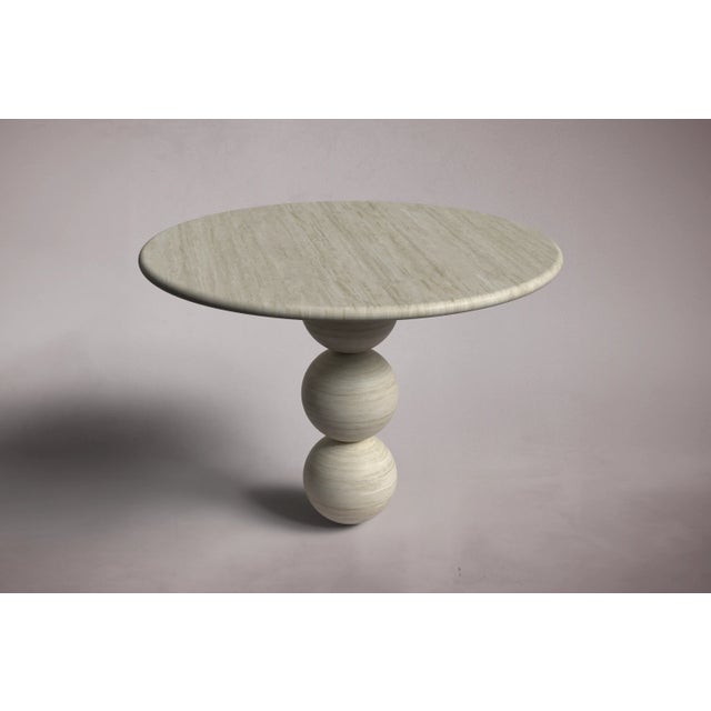Cess Travertine Round Dining Table 40" For Sale - Image 4 of 4