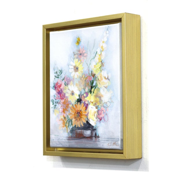 Flowers & Pottery - Framed Colorful Still Life Mixed Media Art on Canvas Original Artwork by Kellie Newsome For Sale In Los Angeles - Image 6 of 9