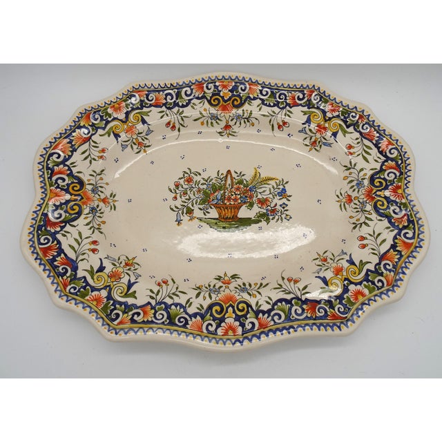 Large Vintage Hand Painted French Vieux Rouen Tureen with Charger, 1930s For Sale - Image 11 of 18
