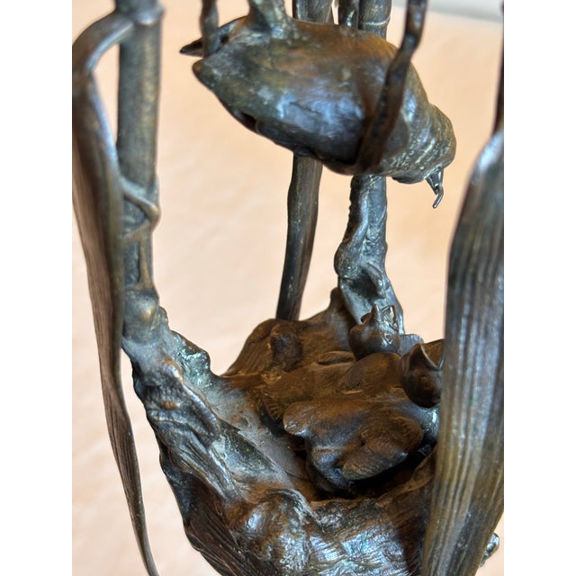 Art Nouveau Bronze Bird in Nest Candelabra by Auguste Nicolas Cain, 1880’s For Sale - Image 11 of 12