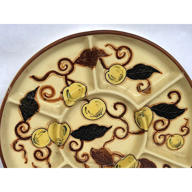 1920s Antique Hand Painted Japanese Ceramic Serving Tray in Decorative Lacquer Box For Sale - Image 5 of 13