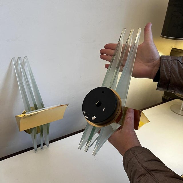 Hollywood Regency Wall Lights in Gilded Brass Bases, 1970, Set of 2 For Sale - Image 14 of 16