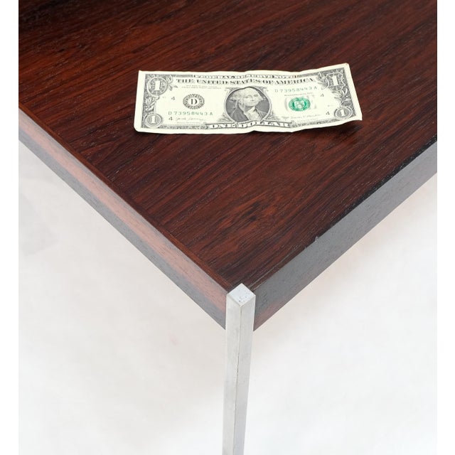 Brown Rosewood Square Top Thin Chrome Square Bar Legs Danish Mid-Century Coffee Table For Sale - Image 8 of 12