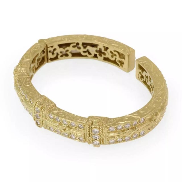 This is a gorgeous authentic cuff bracelet from designer Stambolian, it is crafted from 18k yellow gold featuring an...