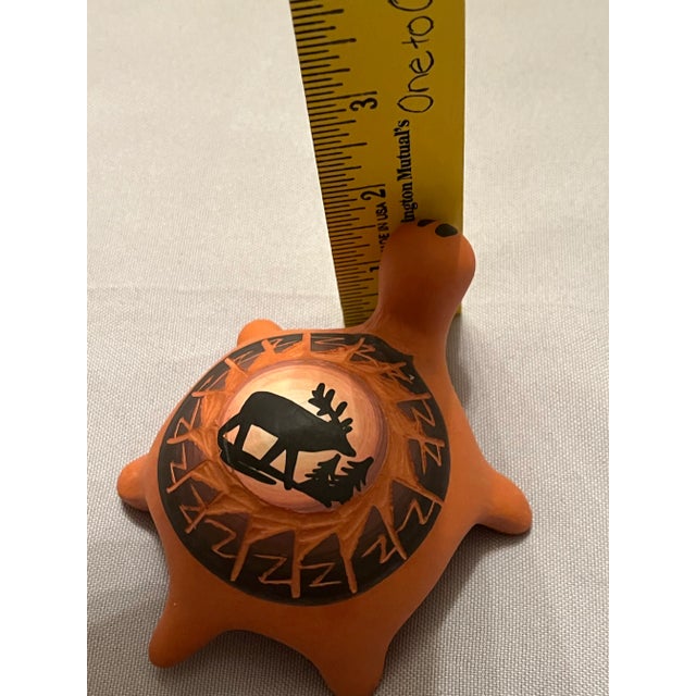 Brown 2000s Native American Navajo Hand Painted Pottery Terracotta Turtle, Signed For Sale - Image 8 of 8