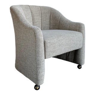 1980s Tweed Club Chair on Casters For Sale