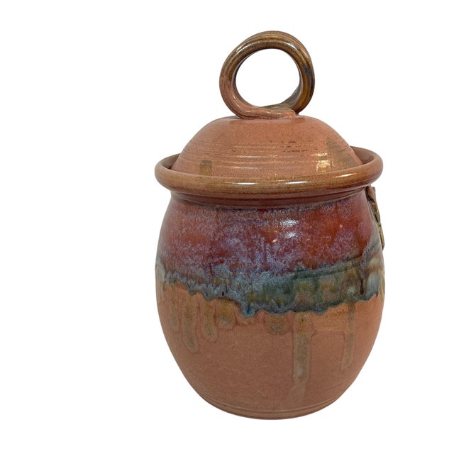 2000 - 2009 Handmade Art Pottery Canister With Lid – Rustic Cabin Decor – Signed For Sale - Image 5 of 10