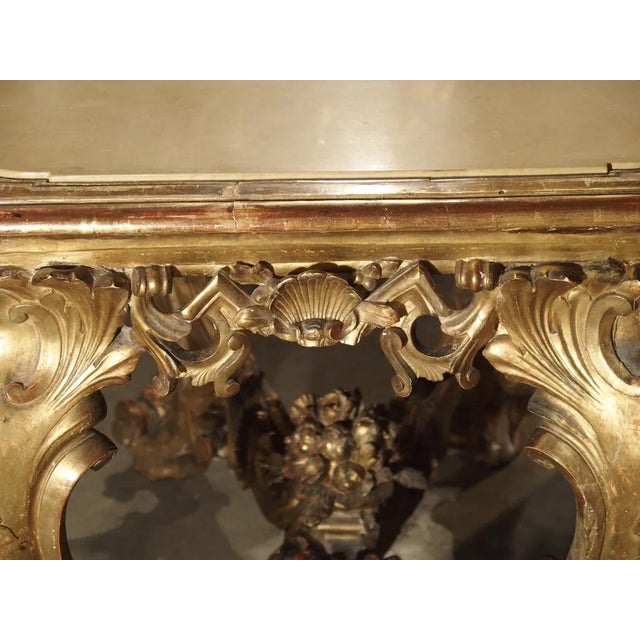 Late 17th Century Italian Giltwood Console Table With Inset Marble Top For Sale In Dallas - Image 6 of 13