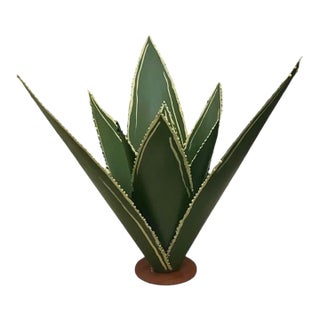 Hand-Painted Moroccan Metal Agave Sculptural Garden Ornament For Sale