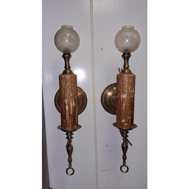 Melted Wax Candlestick Style Wall Sconces, 1930s, Set of 2 For Sale - Image 3 of 6