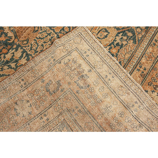 1900 - 1909 Fine Antique Persian Tabriz Handmade Wool Rug For Sale - Image 5 of 6
