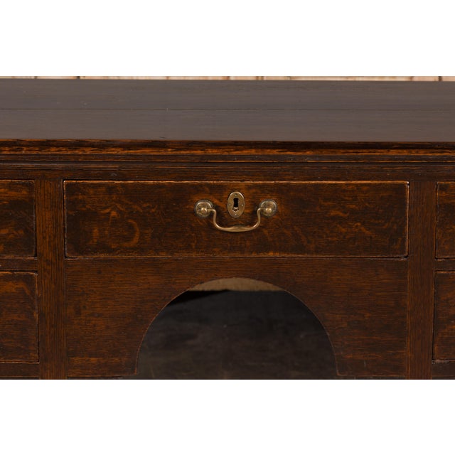 English 19th Century Oak Sideboard with Five Drawers and Carved Spandrels For Sale - Image 11 of 12