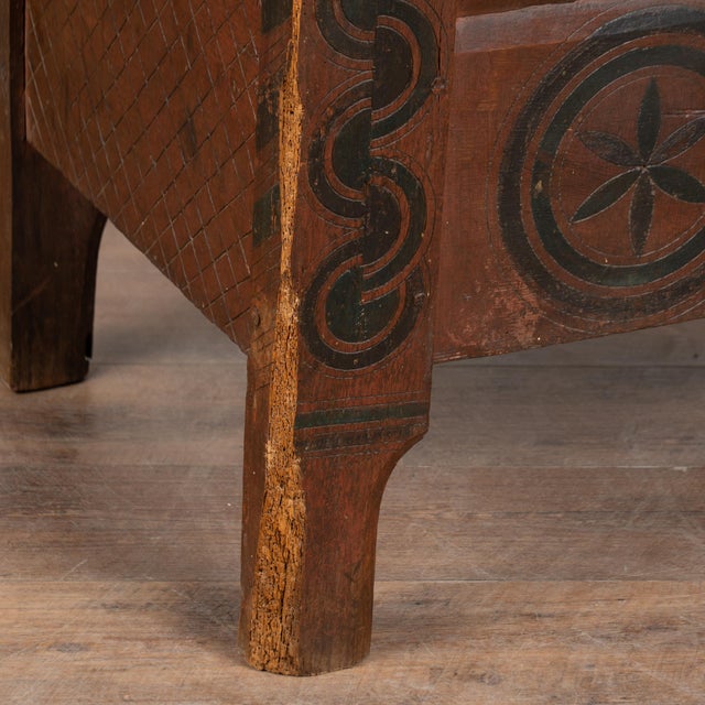 19th Century Painted and Carved Hungarian Dome Top Trunk For Sale - Image 15 of 18