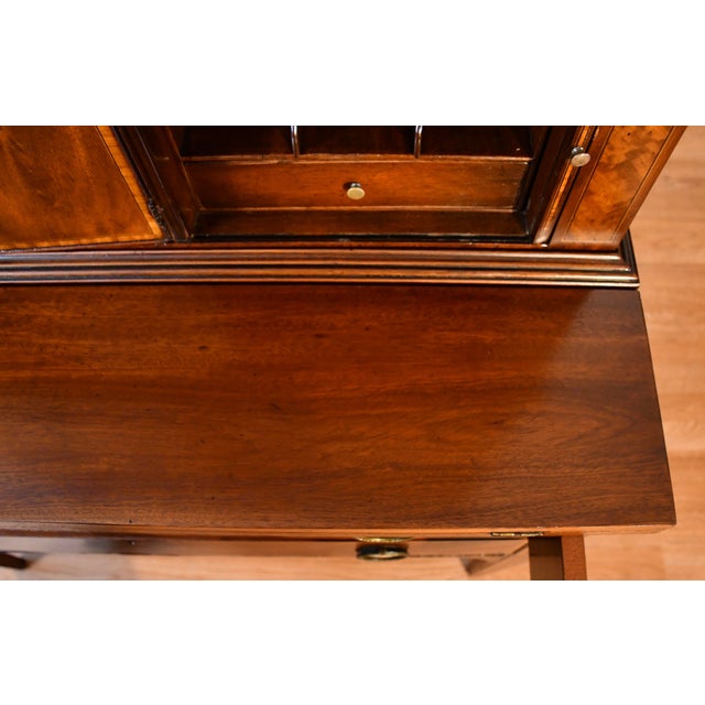 1930s Federal Style Mahogany Secretary Desk Hutch Display Cabinet Bookcase For Sale - Image 6 of 18