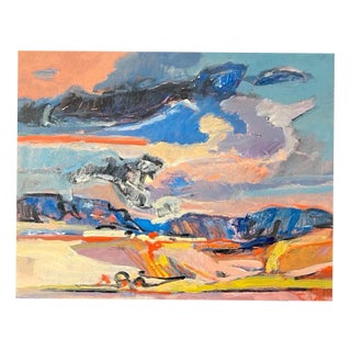 Jean Krille, Landscape 154, Oil on Masonite, 1989 For Sale