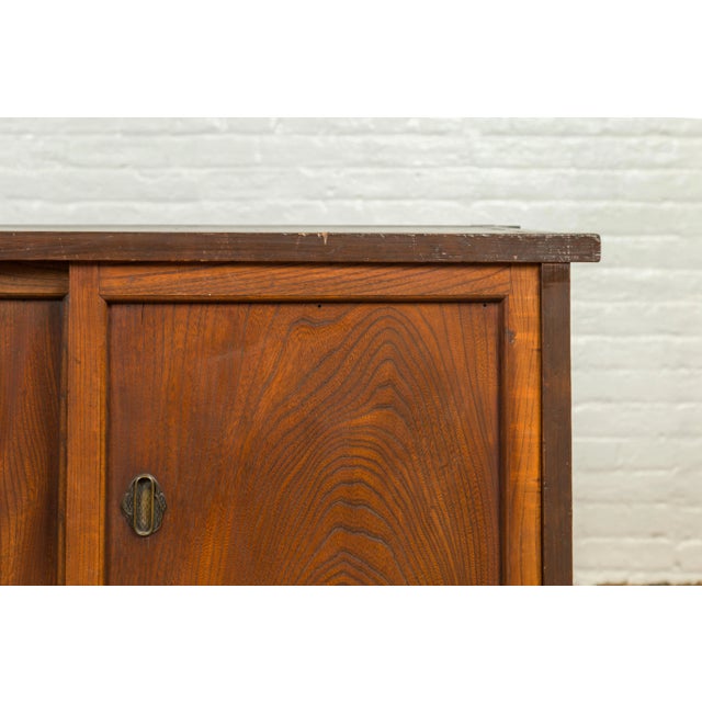 Japanese 19th Century Keyaki Wood Buffet with Sliding Doors and Three Drawers For Sale - Image 11 of 13