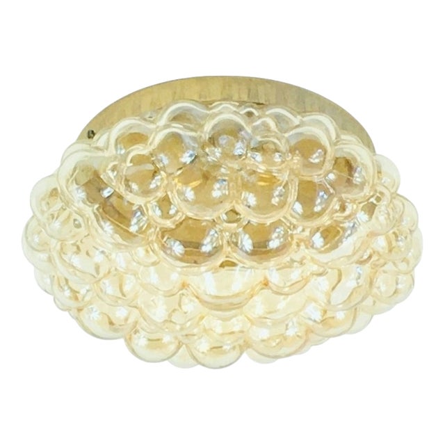Large Mid-Century Modern Amber Bubble Glass Ceiling Light by Helena Tynell for Limburg, Germany, 1960s For Sale