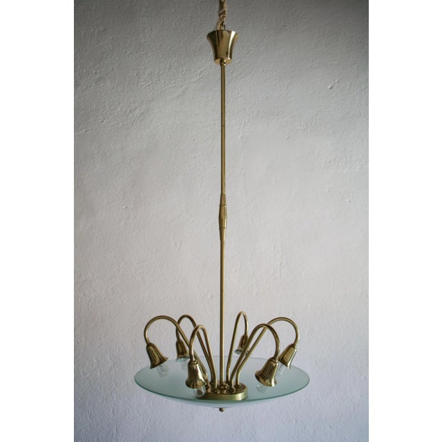 Wonderful italian mid-century modern six lights chandelier or pendant ceiling lamp in disco shape attributed to pietro...