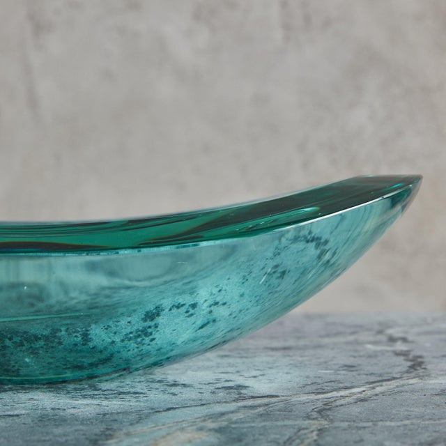 Glass Oval Handblown Glass Bowl by Erwin Walter Burger for Fontana Arte, Italy 1950s For Sale - Image 7 of 18